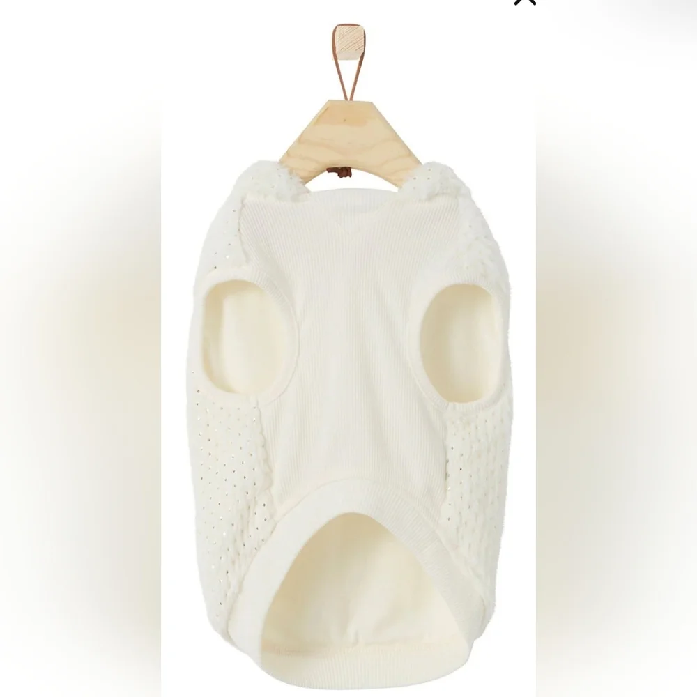 NWT FRISCO Plush Fur Dog Hoodie Ivory White with Gold Specks size X-Large